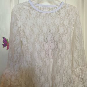 Girls white ruffle lace top